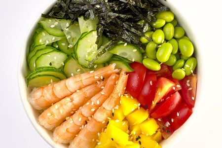 Поке боул Тигровые креветки с манго