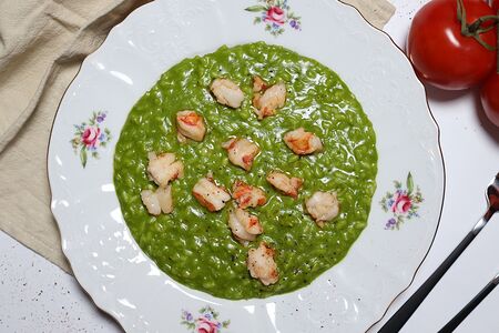 Ризотто с креветками и песто