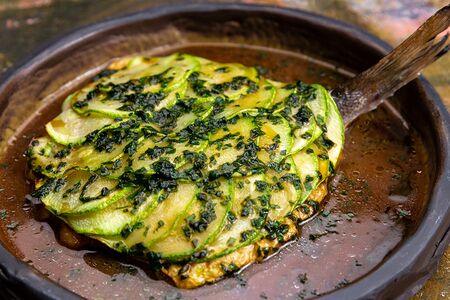 Дорадо с цукини и унаги