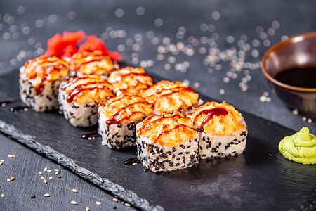 Запечённый с курицей и креветкой