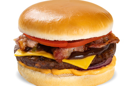 Бургер с жареным беконом и соусом BBQ