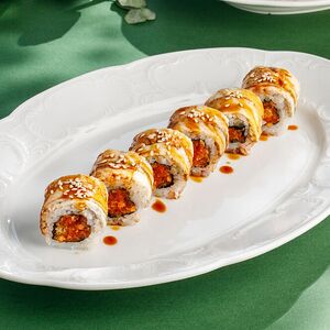 Ролл с кранчем и угрем