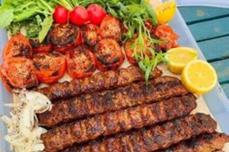 Ассорти люля-кебаб, помидоры на углях