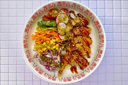 Супербоул с креветками темпура 