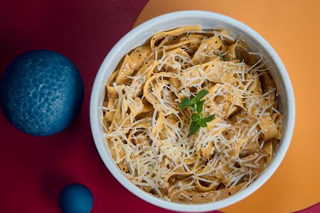 Феттуччине с куриным филе су-вид в сливочно-перечном соусе