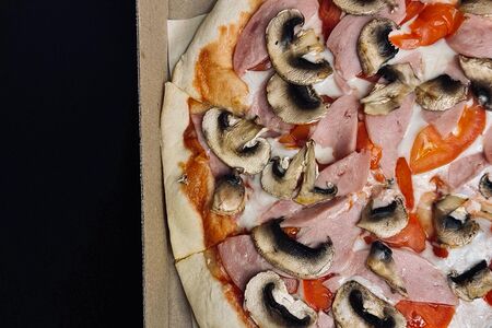 Пицца с ветчиной и грибами