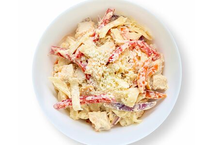 Удон с курицей в сливочном соусе