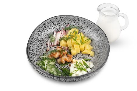 Окрошка с креветками