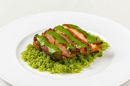 Курица с рисом и зелёным карри