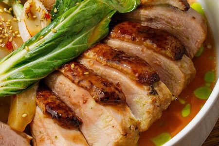 Утка, бок-чой, груша