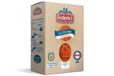 Макаронные изделия Спиральки №42 без глютена из красной чечевицы Federici