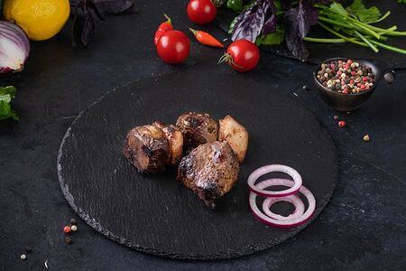 Шашлык из печени с курдюком