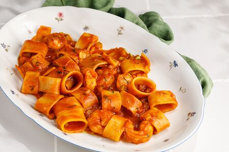 Паста Аррабиата с креветками