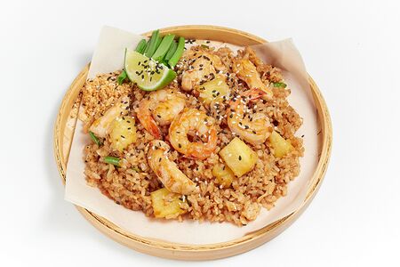 Рис с ананасом, креветкой и курицей