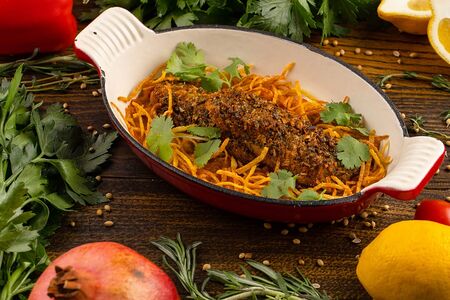 Рыба Dag с овощным соте