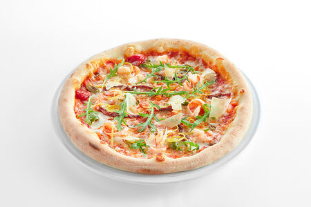 Пицца с креветками по-средиземноморски