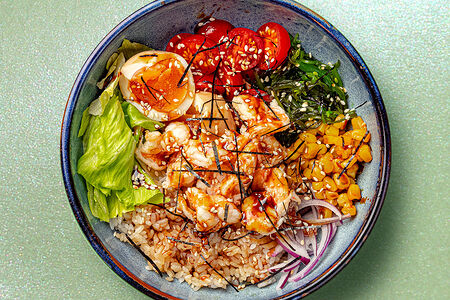 Боул Японский рис с тигровыми креветками