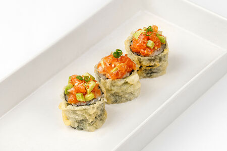 Теплый ролл краб, лосось 3 шт