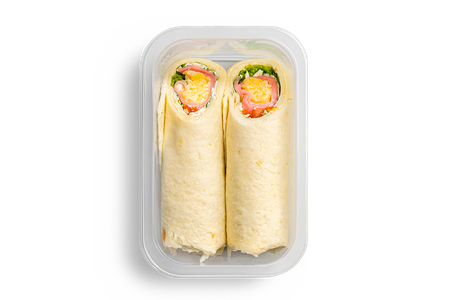 Сэндвич-ролл с омлетом, ветчиной и сыром