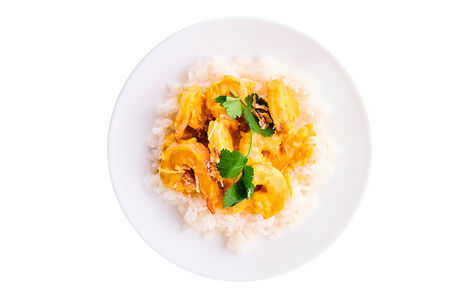 Тигровые креветки в соусе Манго с рисом