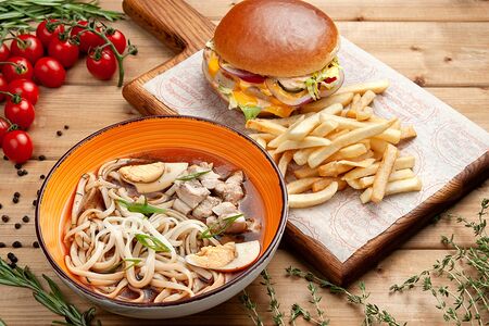 Sfm Бизнес комбо №2 (суп и чикен бургер и фри)