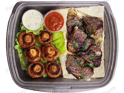 Мякоть баранины на углях (гарнир3) 200/130/30/30 г