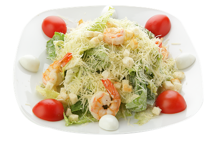 Салат Цезарь с креветками