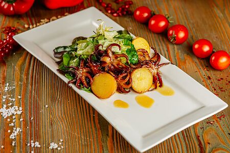 Салат с осьминогами с соусом терияки