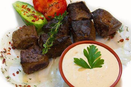 Шашлык из говяжьей печени