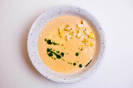 Сырный крем суп с попкорном