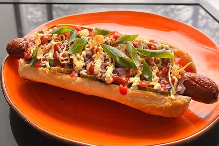 Хот-дог Фирменный С говяжьей сосиской !