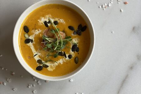 Тыквенный суп-пюре с креветками