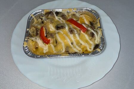 Мясо запечённое с баклажанами и кабачками