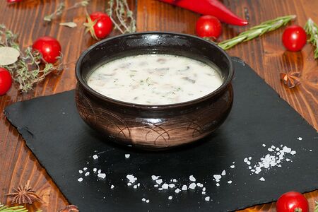 Суп сливочный с курицей и грибами