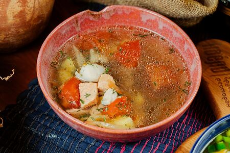 Горная уха с лососем