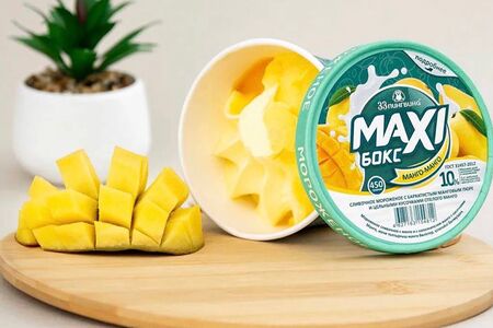 Maxi-БОКС Манго-Манго Сливочное мороженое с бархатистым манговым пюре и цельными кусочками спелого манго