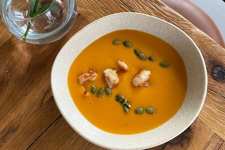Суп из тыквы с креветками