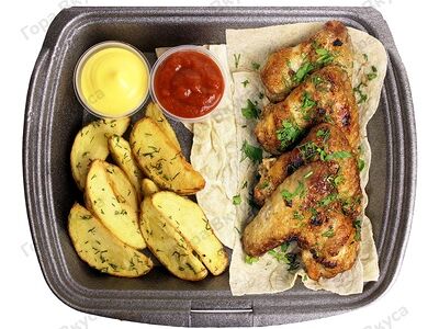 Куриные крылья на углях (гарнир №4)