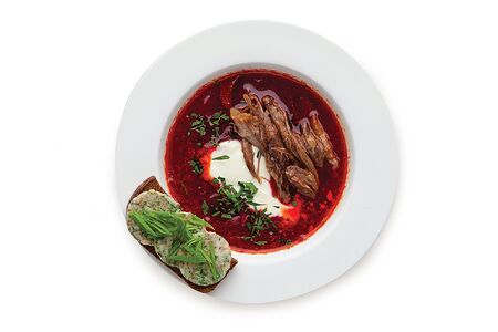 Борщ с тостами и шмальцем