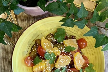 Теплый китайский салат из баклажан