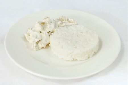 Бефстроганов из курицы с рисом