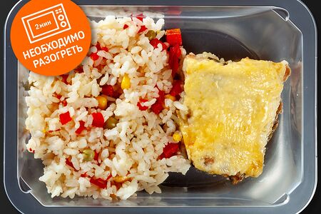 Тилапия, запеченная с сыром и рисом с гавайской смесью