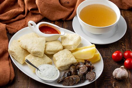 Аварский хинкал с сушенной колбасой