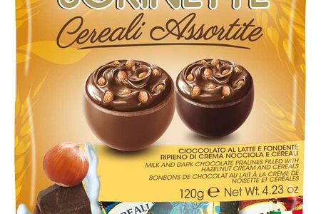 Ассорти шоколадных конфет пралине лесной орех/хлопья 120г Sorini