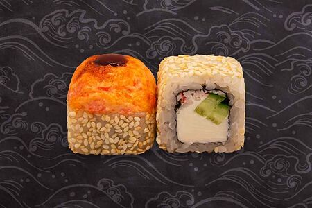 Запечённый лосось с крабом