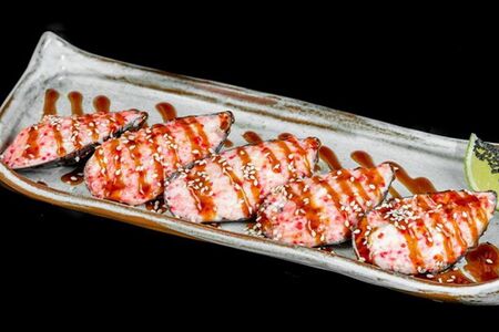 Запеченные мидии с яки-соусом