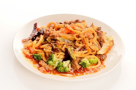 Лапша вок со свининой и соусом сладким чили