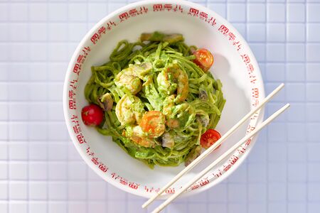 Паста Песто с креветками