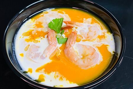 Тыквенный суп с креветками
