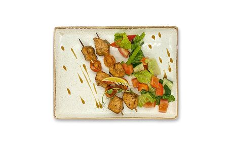 Шашлычок из семги с овощами